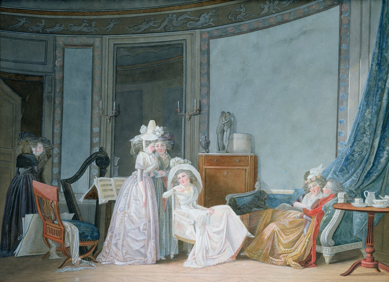 Treffen in einem Salon, 1790 von Jean Baptiste Mallet