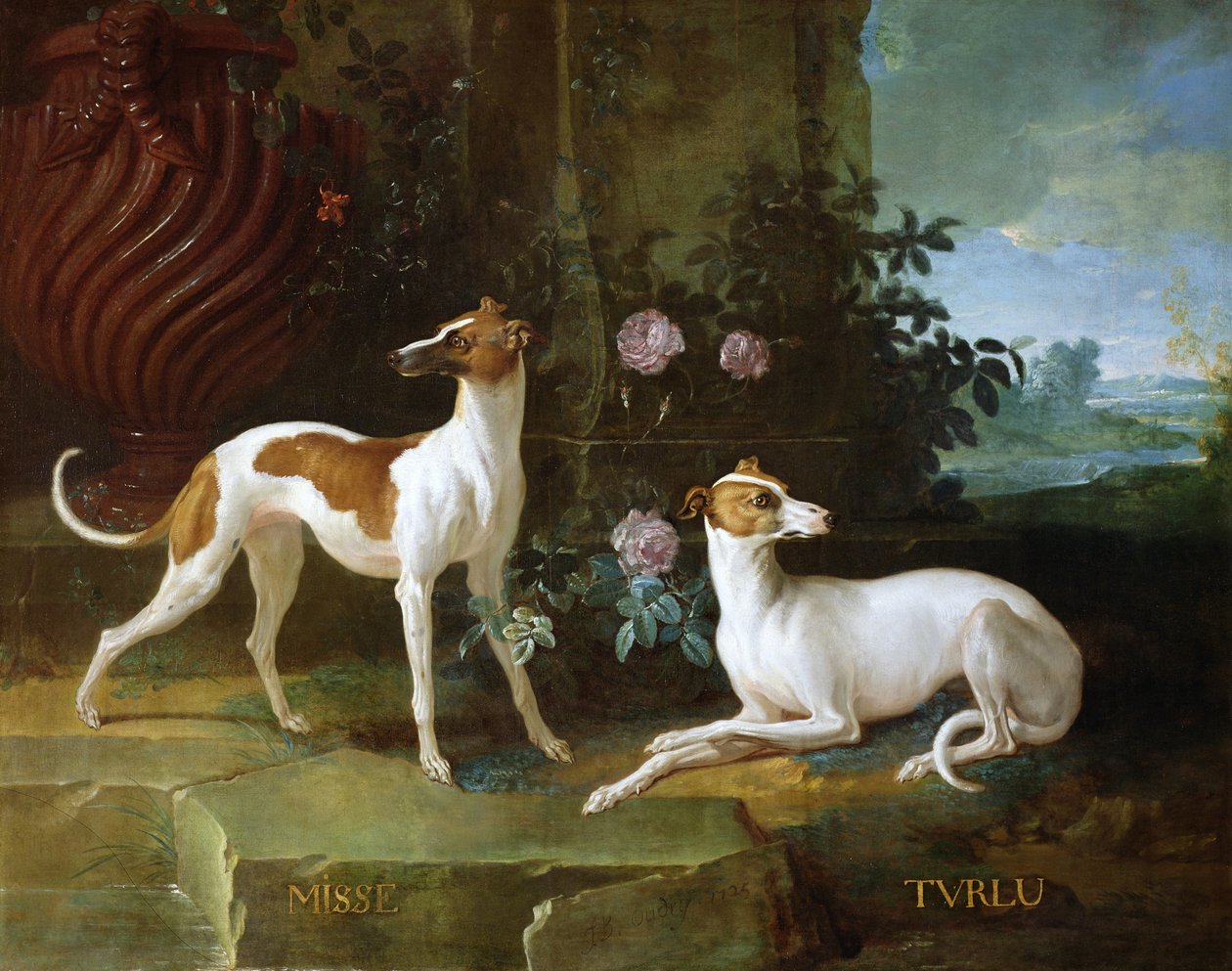 Misse und Turlu, zwei Windhunde von Ludwig XV. von Jean Baptiste Oudry