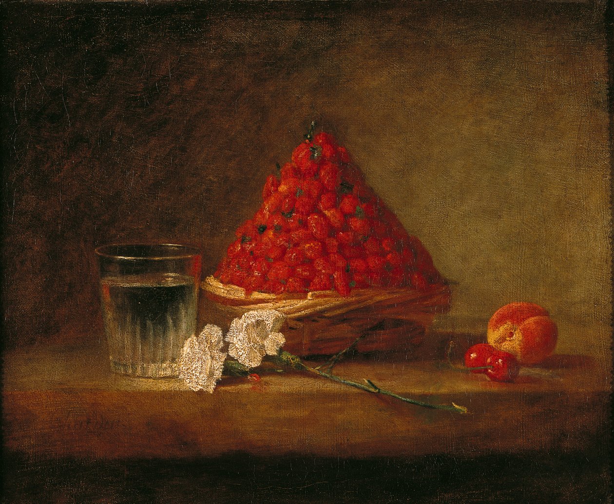 Korb mit wilden Erdbeeren, ca. 1761 von Jean Baptiste Simeon Chardin