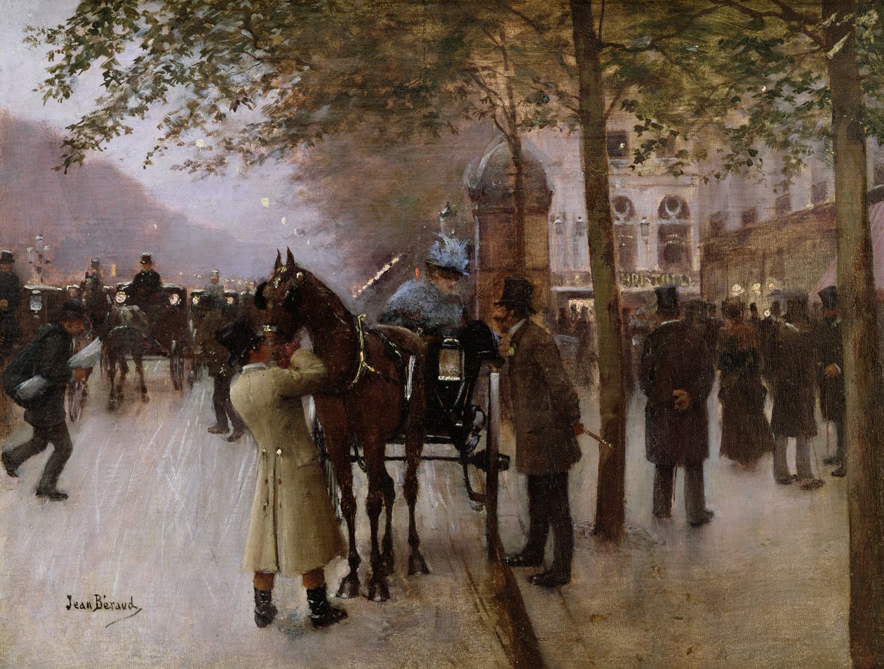 Die Boulevards, Abend vor dem Café Napolitain, späte 19. Jahrhundert von Jean Beraud