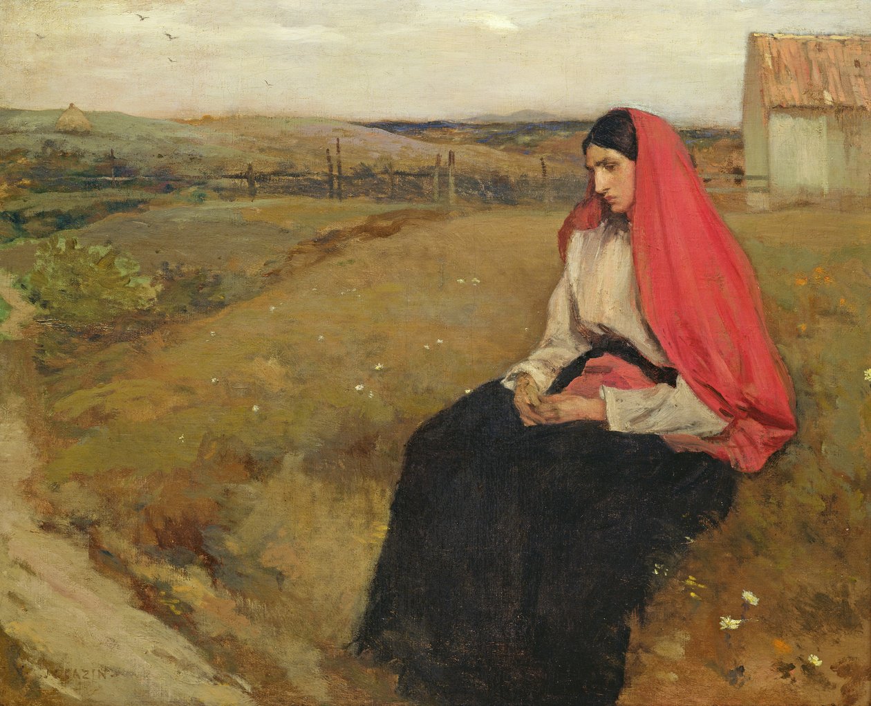 Frau in einer Landschaft von Jean Charles Cazin