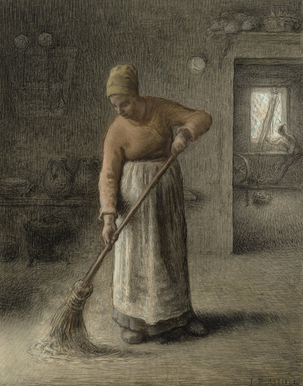 Bäuerin beim Fegen, 1867 von Jean Francois Millet
