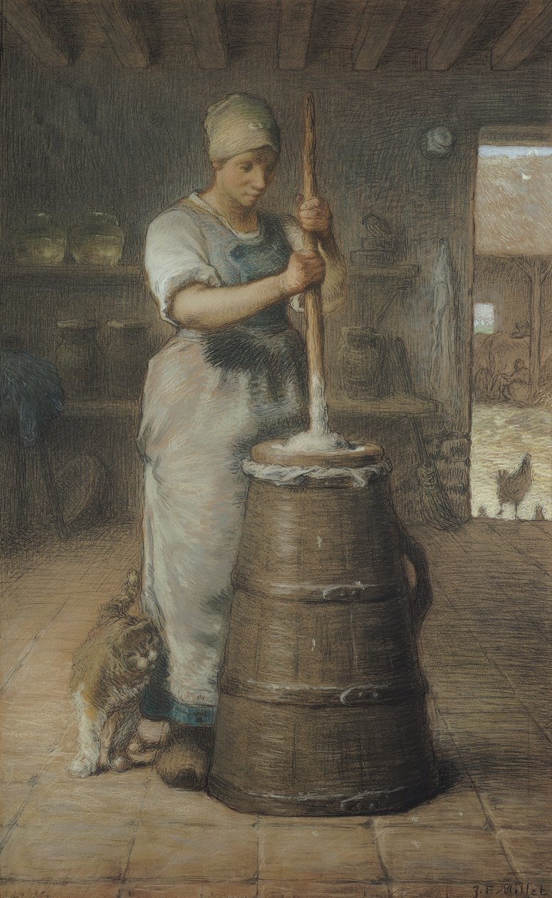 Butterrühren, 1866-68 von Jean Francois Millet