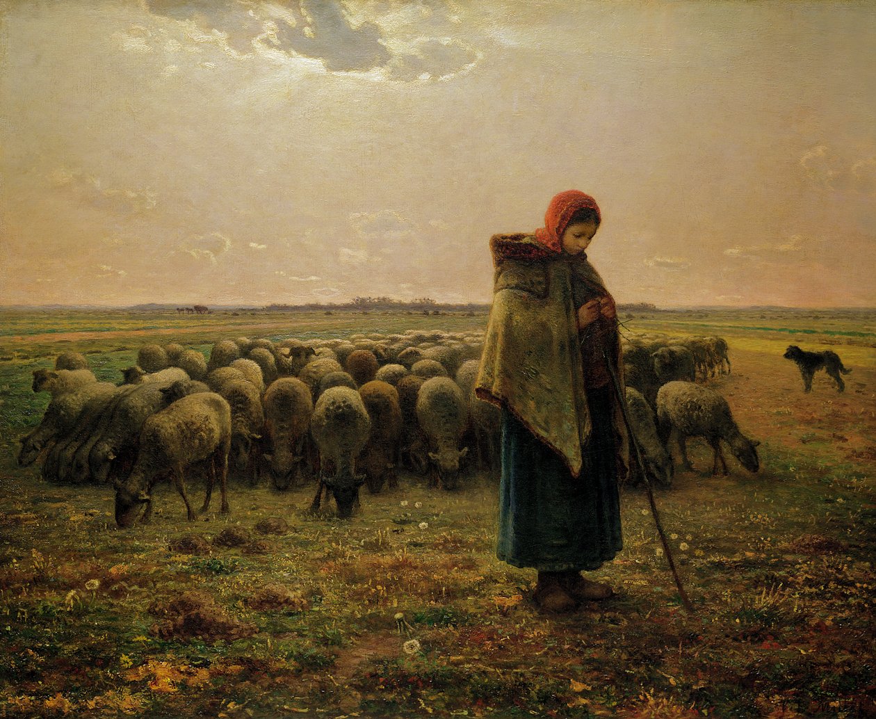 Hirtin mit ihrer Herde, 1863 von Jean Francois Millet