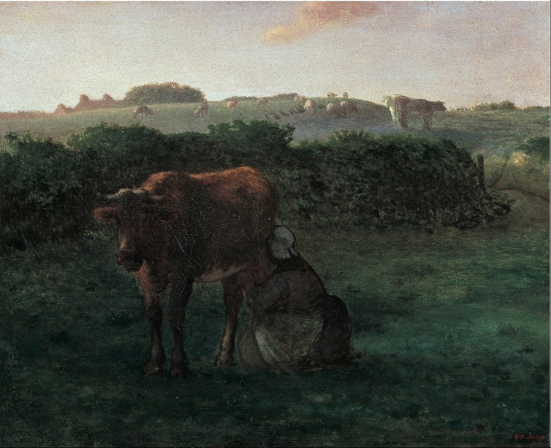 Frau beim Melken einer Kuh von Jean Francois Millet