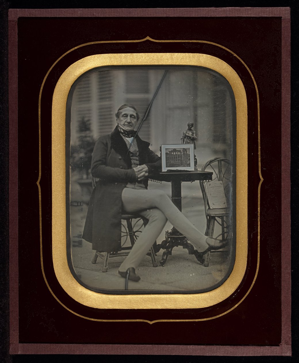 Selbstporträt mit Daguerreotypie des Römischen Forums von Jean Gabriel Eynard