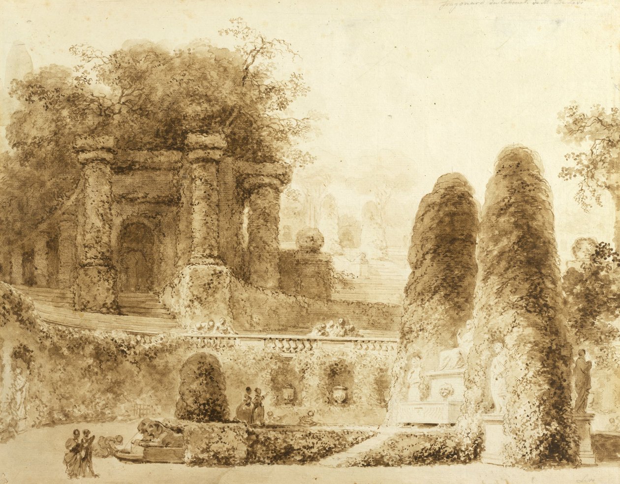 Römischer Park mit Brunnen, 1774 von Jean Honore Fragonard