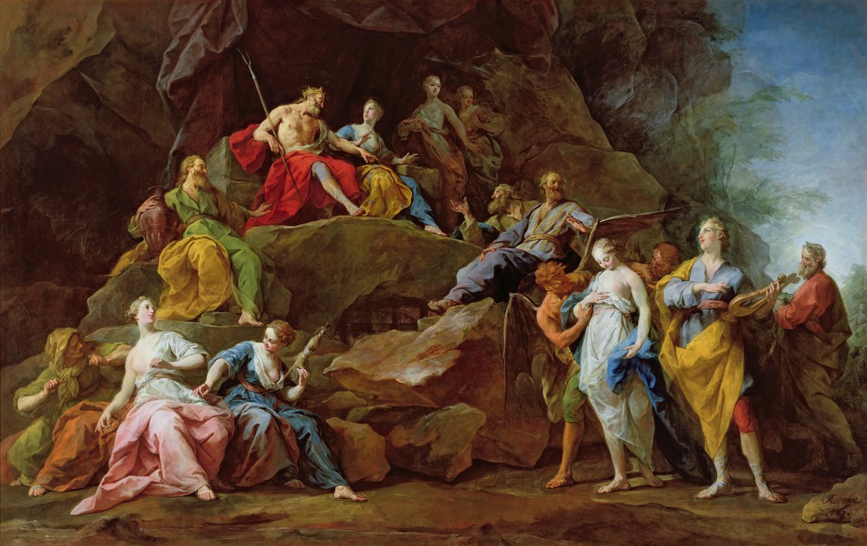 Orpheus in der Unterwelt, wie er Eurydike zurückholt, oder Die Musik, 1763 von Jean Bernard Restout