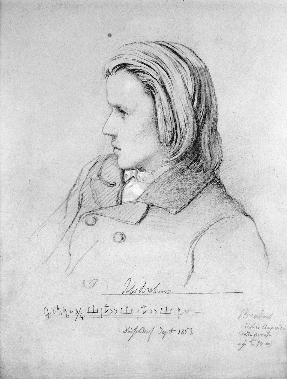 Johannes Brahms (1833-97) im Alter von zwanzig Jahren, 1853 von Jean Joseph Bonaventure Laurens