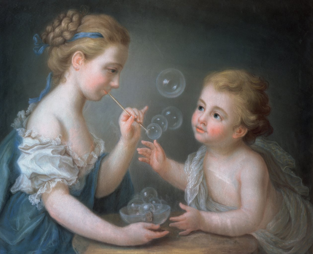 Kinder, die Seifenblasen blasen von Jean Étienne Liotard