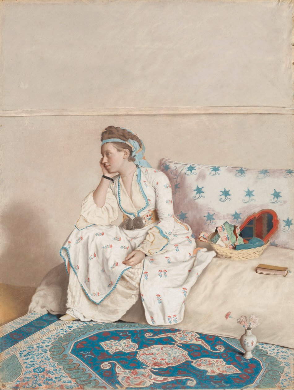 Porträt von Marie Fargues, Ehefrau des Künstlers, in türkischem Kostüm von Jean Étienne Liotard