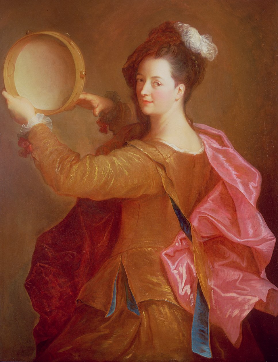 Porträt einer Frau mit Tamburin von Jean Alexis Grimou