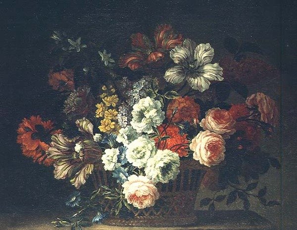 Stillleben mit Blumen in einem Korb von Jean Baptiste Monnoyer