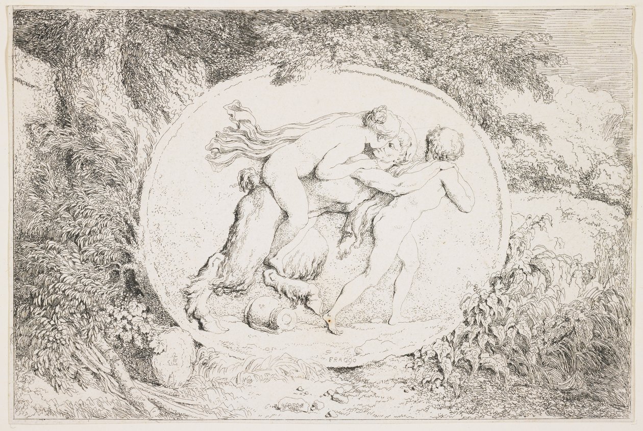 Nymphe reitet auf einem Satyr, 1763 von Jean Honore Fragonard
