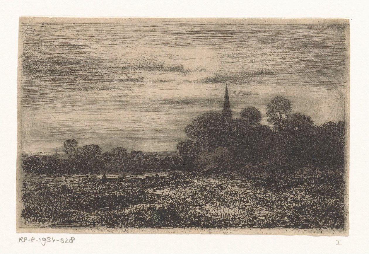 Landschaft mit Kirchturm von Jean Alexis Achard