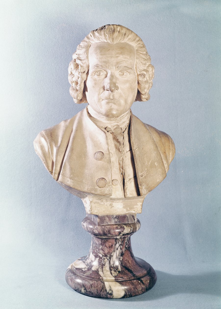 Büste von Jean-Jacques Rousseau (1712-78) (Marmor) von Jean Antoine Houdon