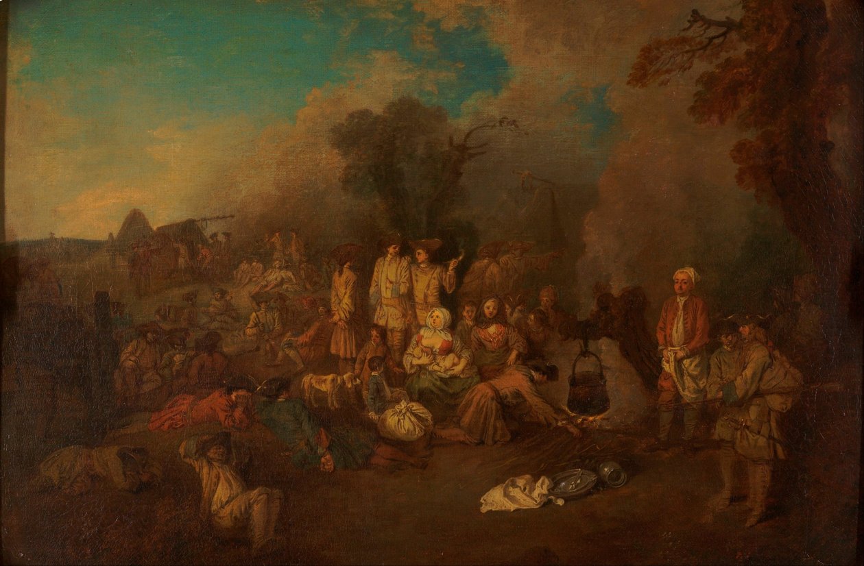 Biwak von Jean Antoine Watteau
