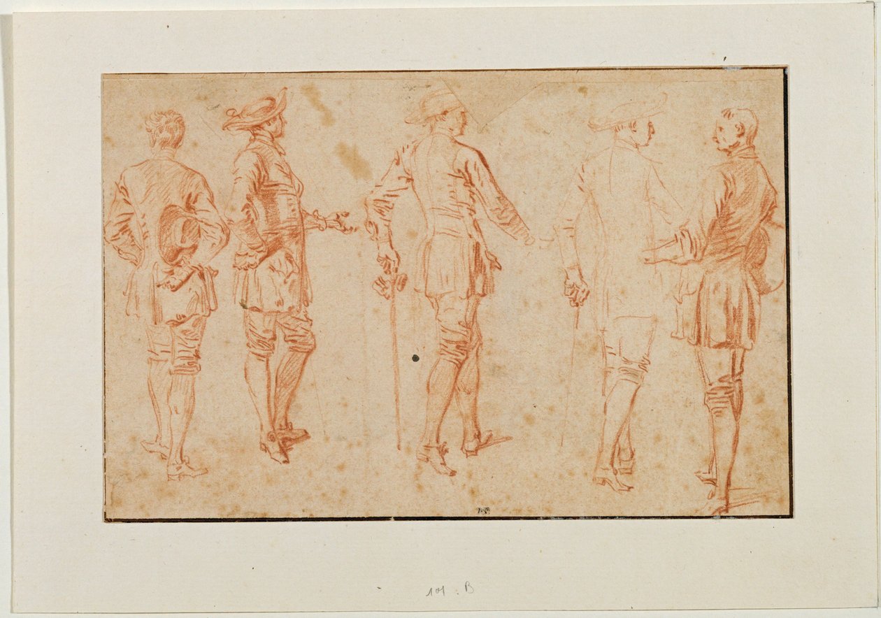 Fünf stehende Männer von Jean Antoine Watteau
