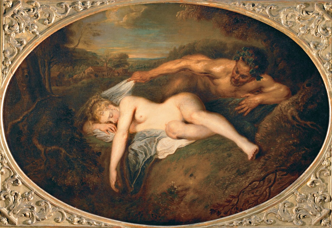 Nymphe und Satyr von Jean Antoine Watteau