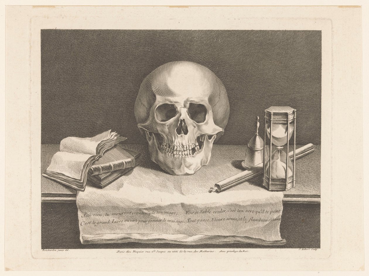 Stillleben mit Vanitas-Symbolen von Jean Aubert
