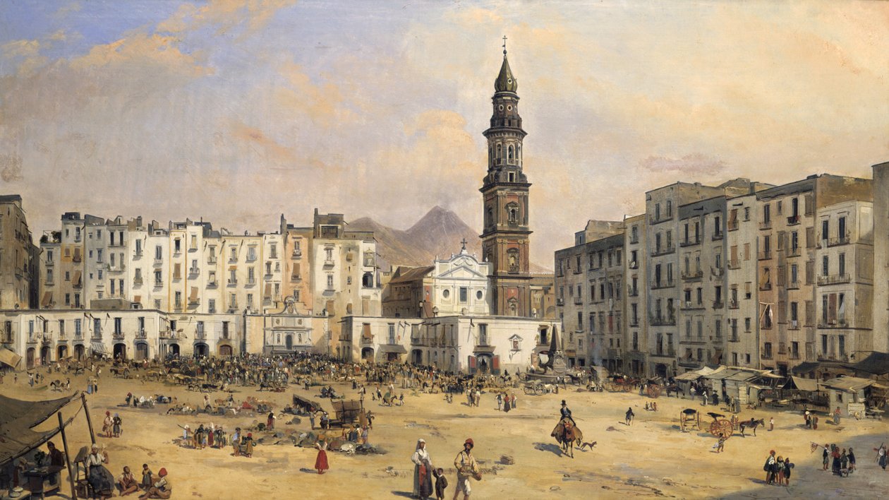 Piazza, Neapel, Italien, Mitte des 19. Jahrhunderts von Jean Auguste Bard