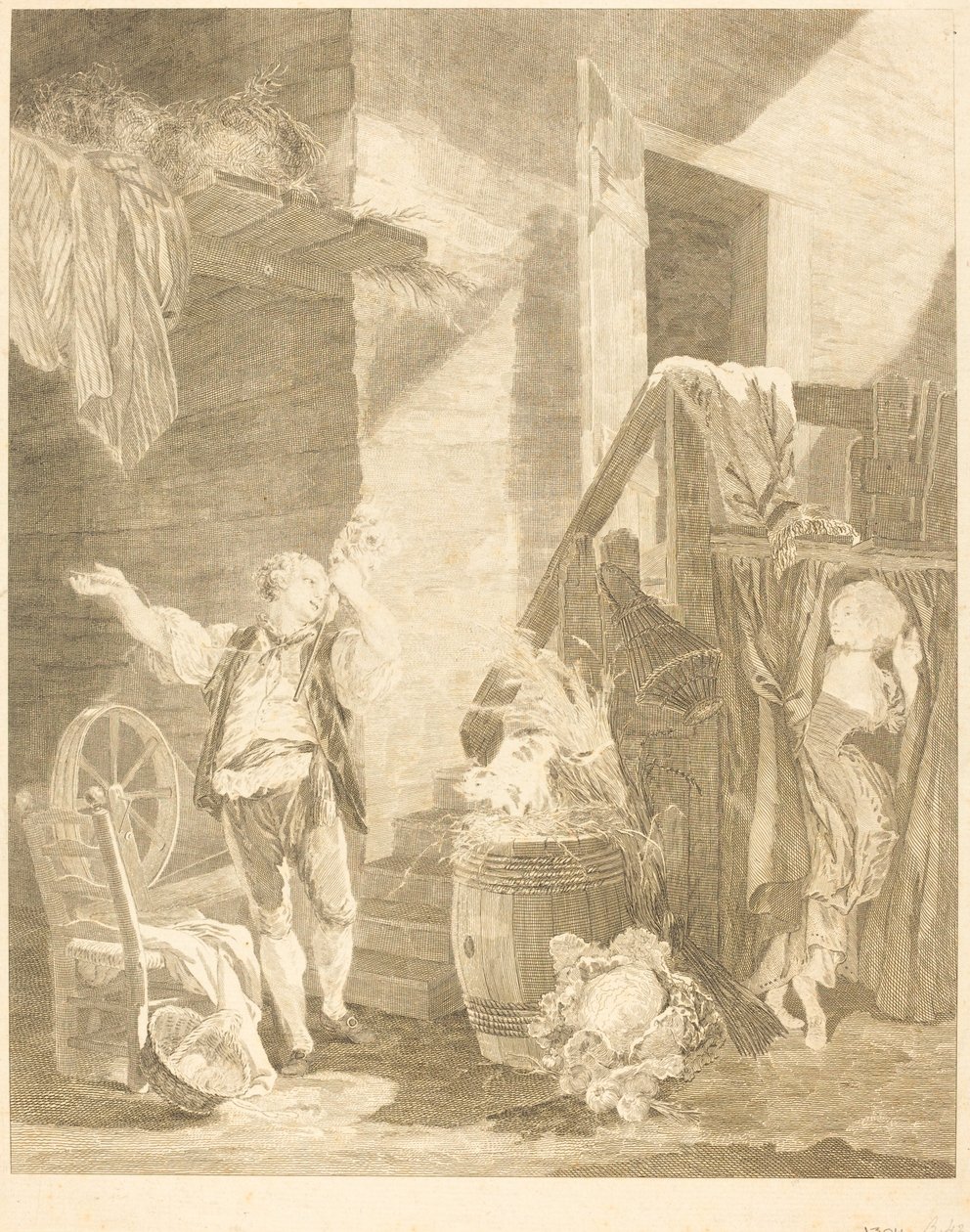 Rose und Colas von Jean Baptiste Blaise Simonet after Pierre Antoine Baudouin