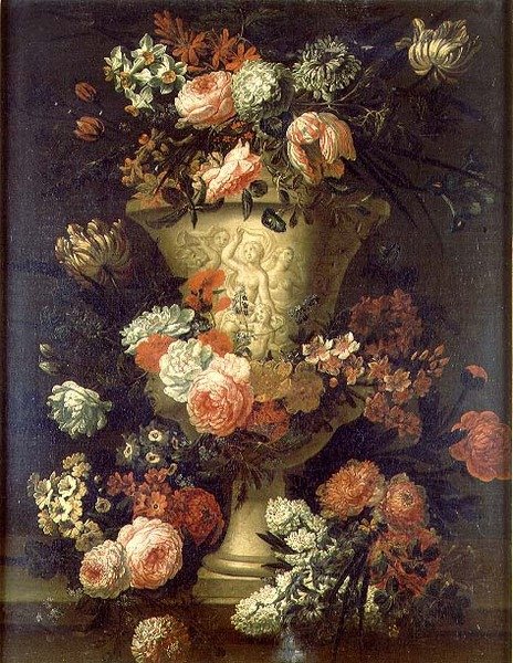Tulpen, Pfingstrosen und andere Blumen von Jean Baptiste Bosschaert