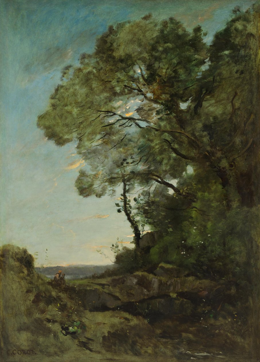Baumlandschaft (Abend) von Jean Baptiste Camille Corot