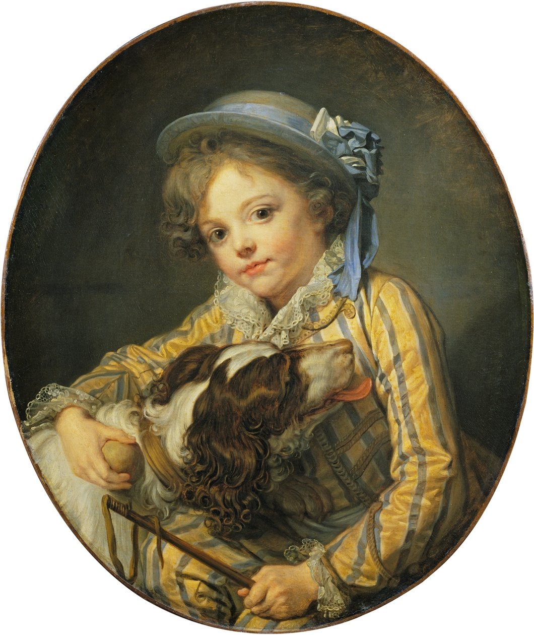 Junger Junge mit einem Hund von Jean Baptiste Greuze