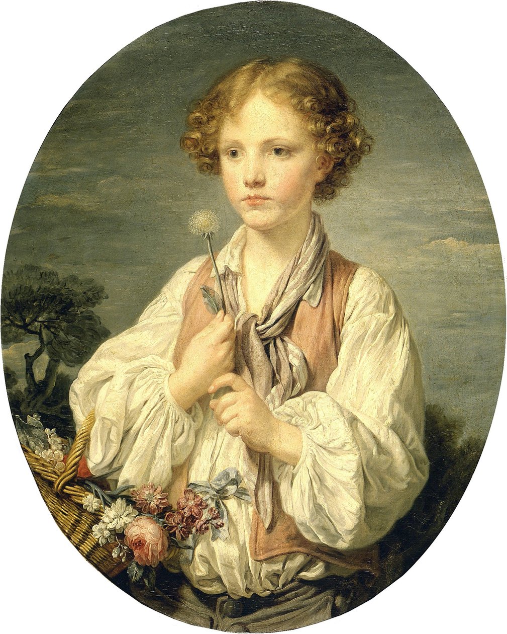 Junger Hirte mit einer Blume von Jean Baptiste Greuze