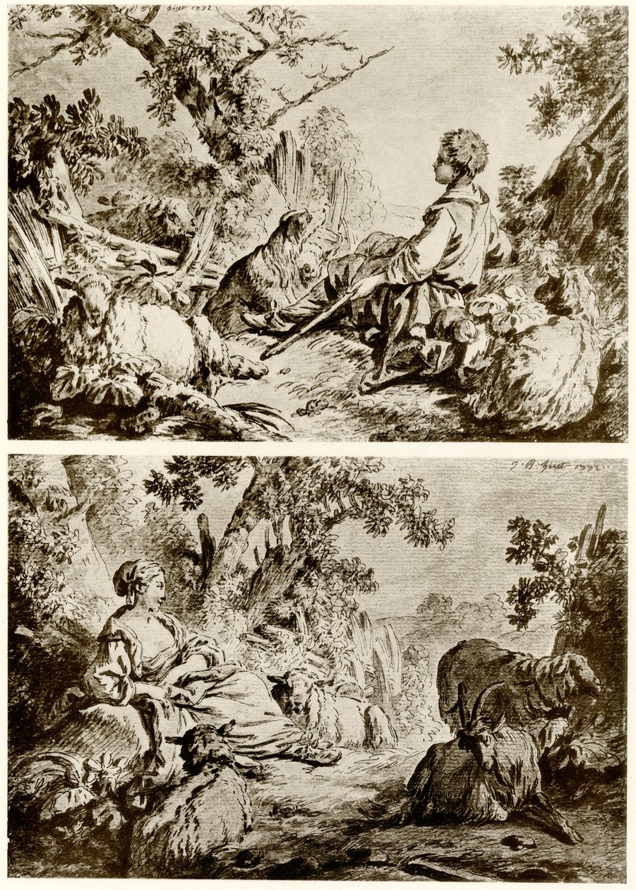 Hirte und Hirtin von Jean Baptiste Huet