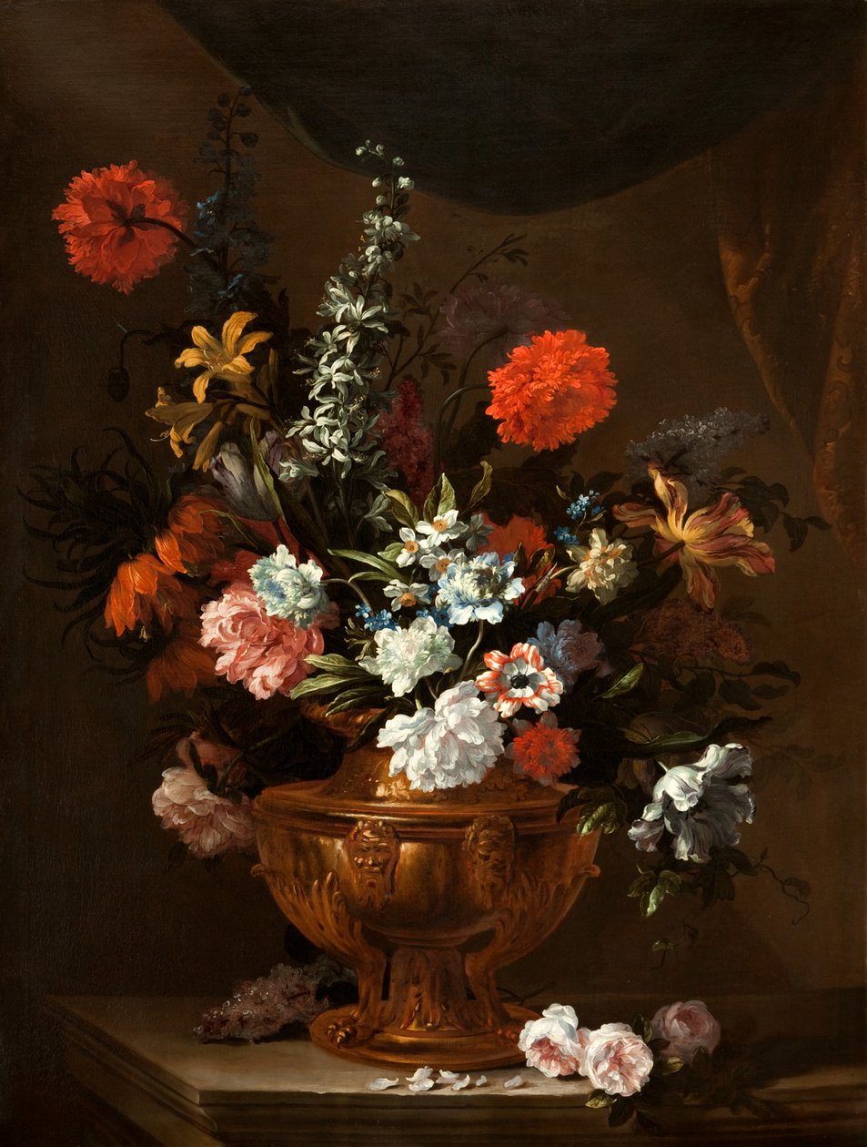 Blumen in einer skulptierten Vase von Jean Baptiste Monnoyer