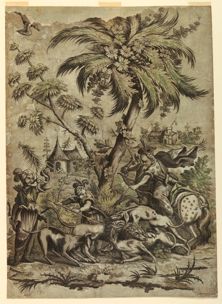 Löwenjagd von Jean Baptiste Scotin I