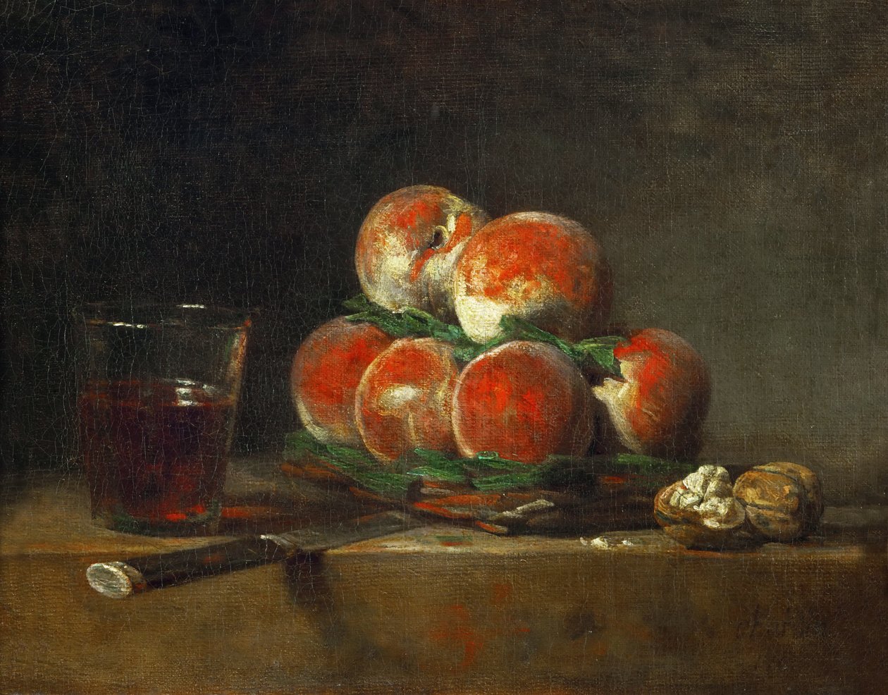 Korb mit Pfirsichen von Jean Baptiste Simeon Chardin