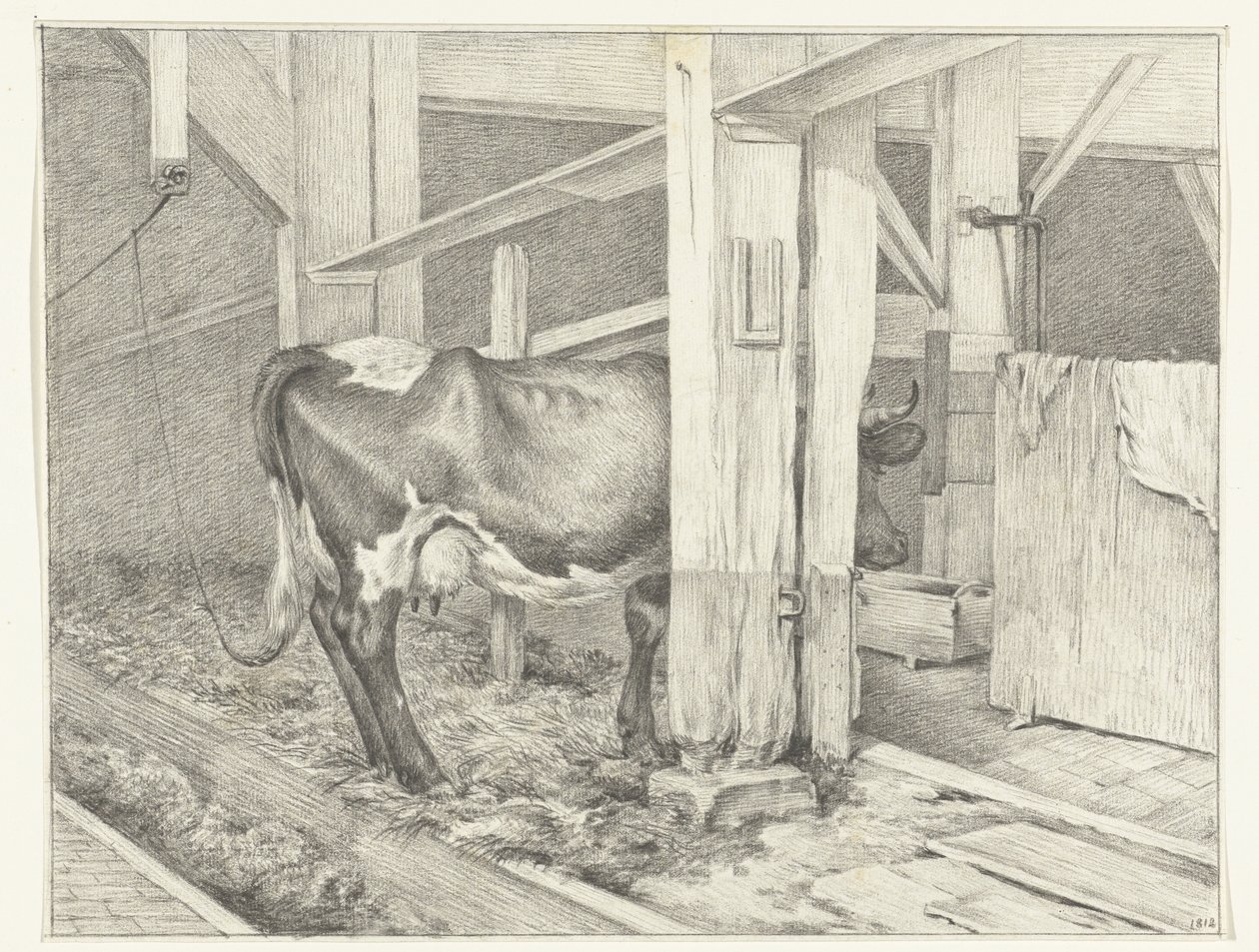 Stehende Kuh in einem Stall, nach rechts von Jean Bernard