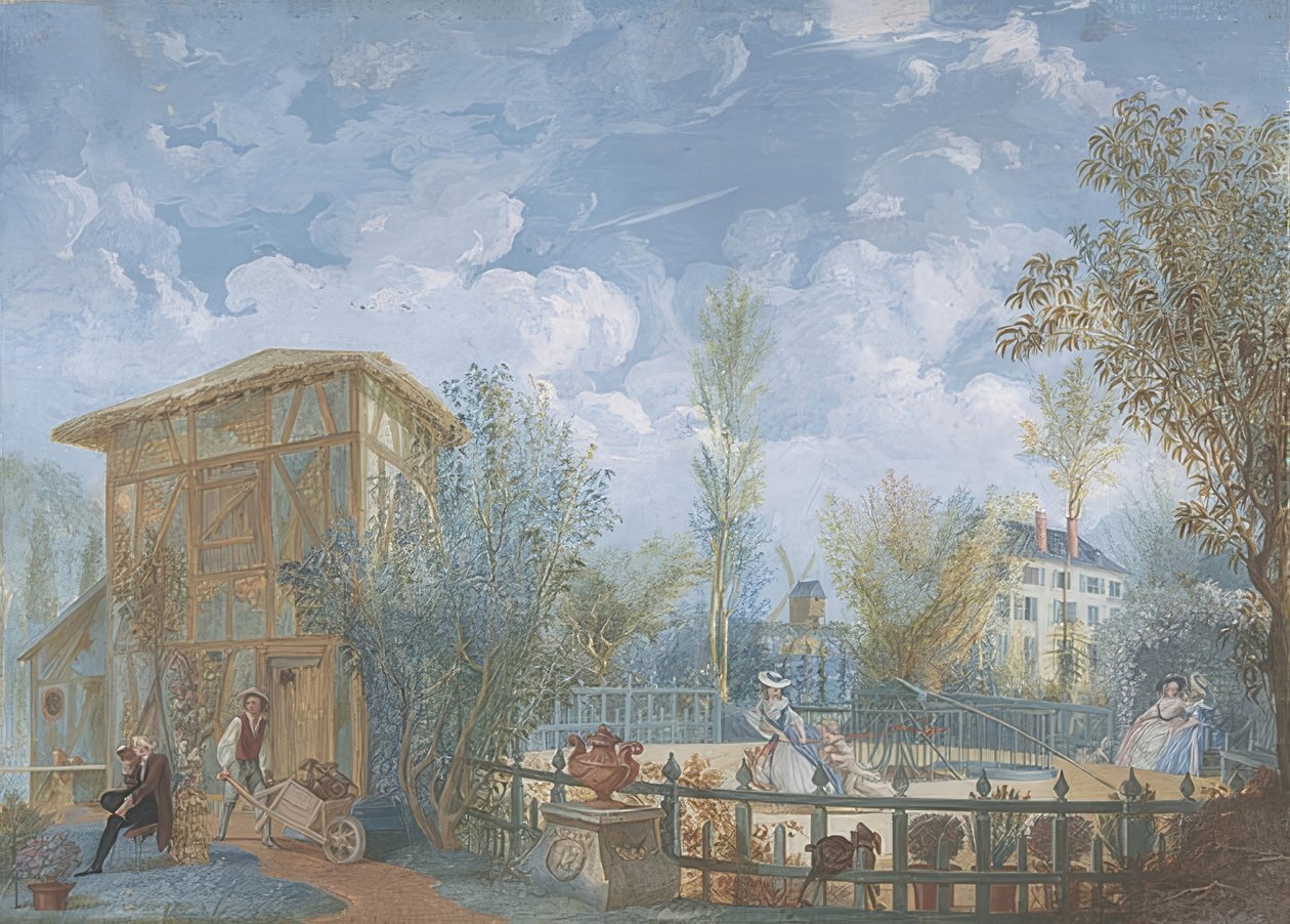 Personen in einem Garten von Jean Démosthène Dugourc