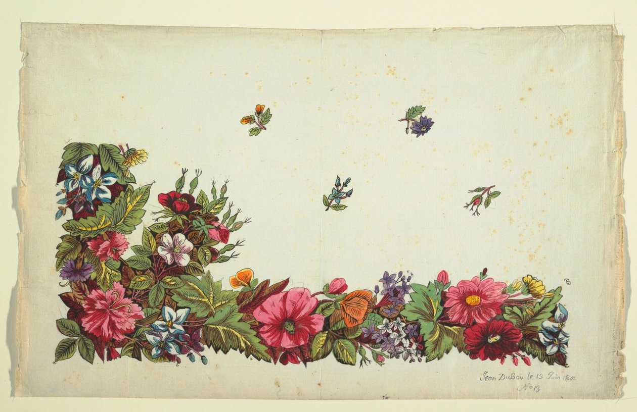 Blumendesign für bedruckten Stoff von Jean Dubois