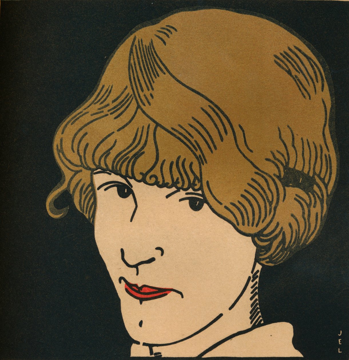 Maske mit goldenem Haar, 1912 von Jean Emile Laboureur