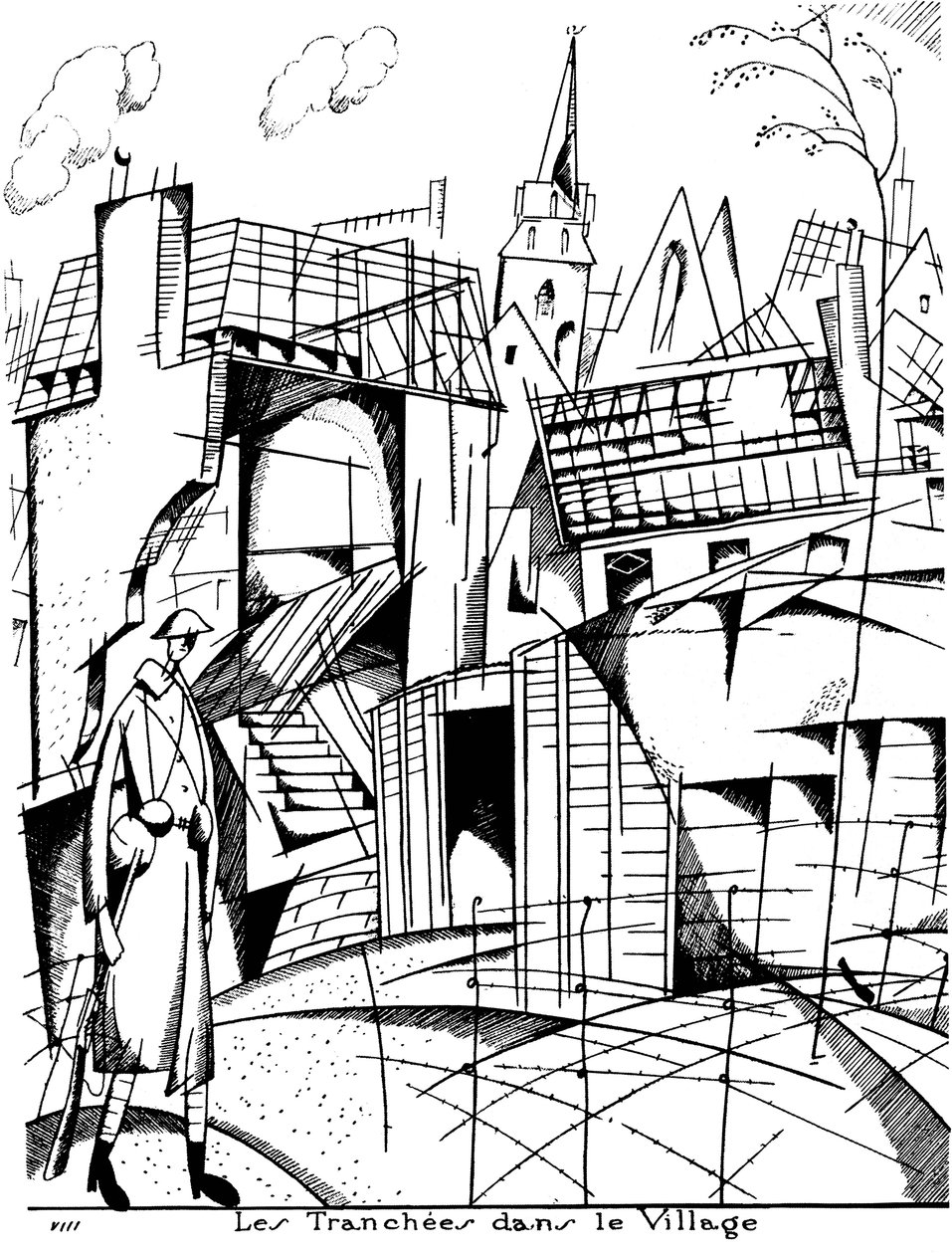 Schützengräben auf dem Land, 1916 von Jean Emile Laboureur