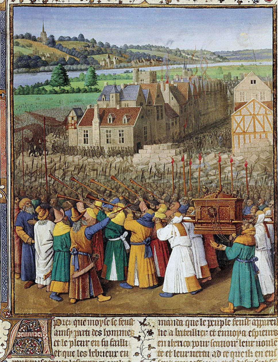 Der Fall von Jericho, ca. 1465-70 von Jean Fouquet