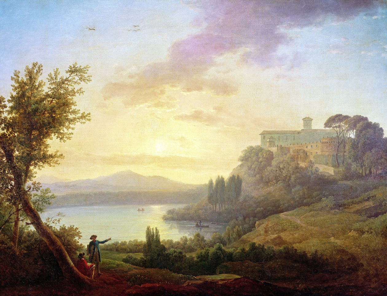 Italienische Landschaft, Sonnenuntergang von Jean Francois Hue