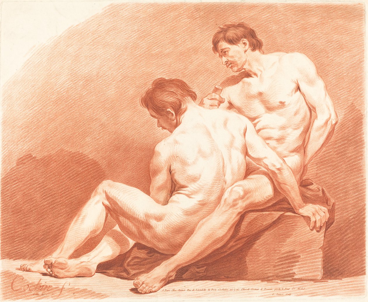 Zwei männliche Akte, ca. 1774 von Jean Francois Janinet