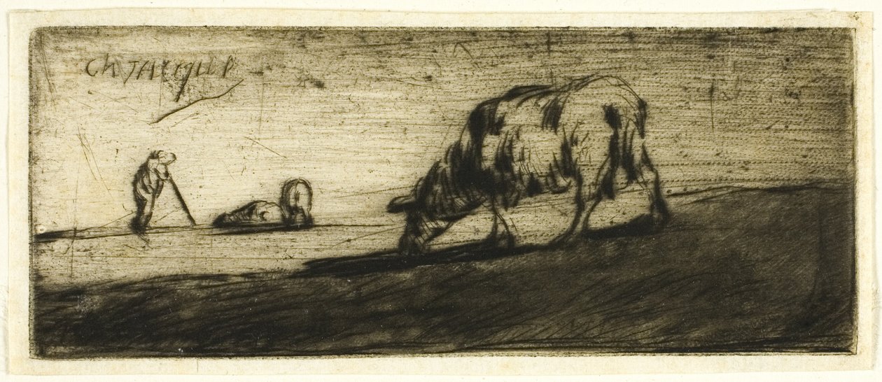 Ein Schaf beim Grasen von Jean Francois Millet