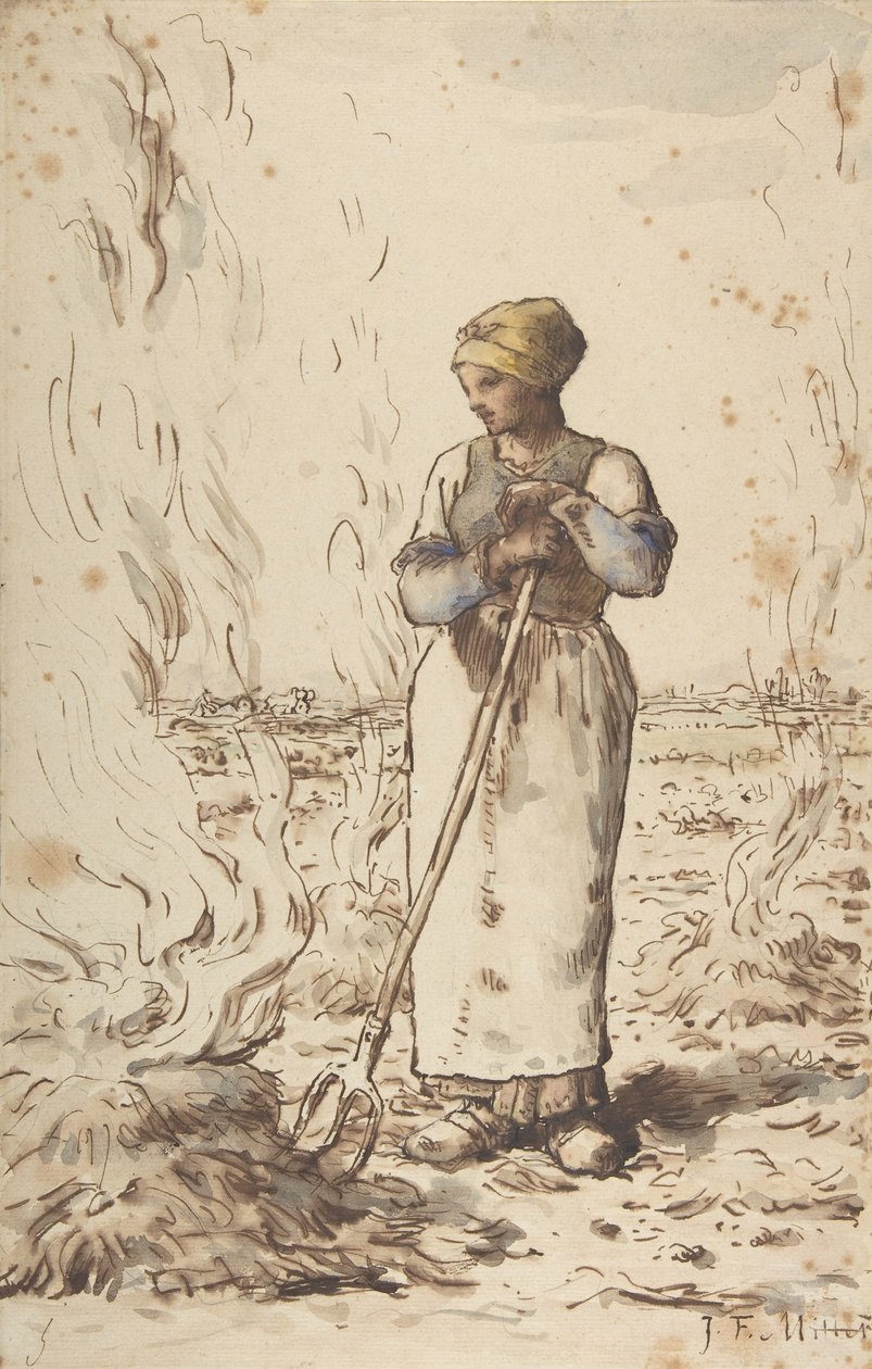 Eine Frau verbrennt Unkraut von Jean Francois Millet