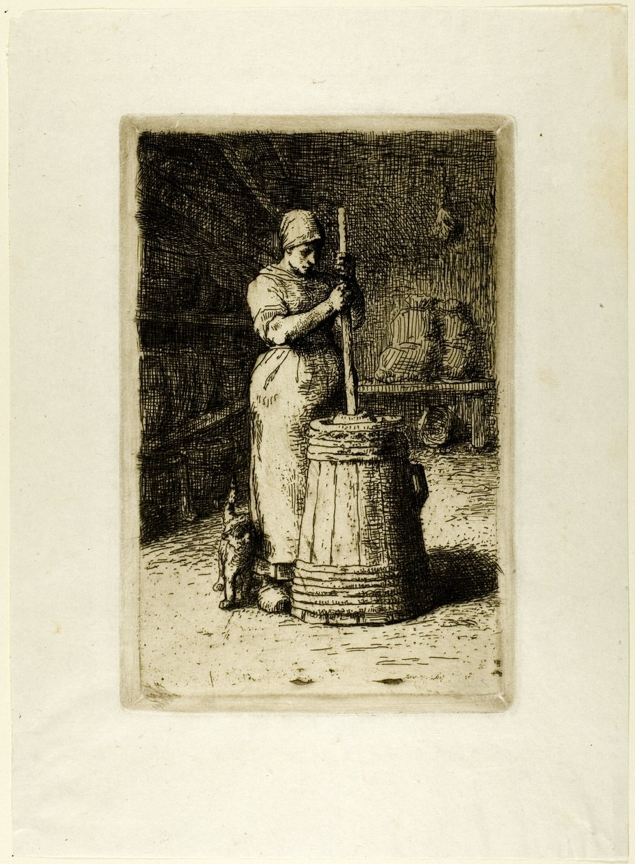 Eine Frau beim Buttern von Jean Francois Millet