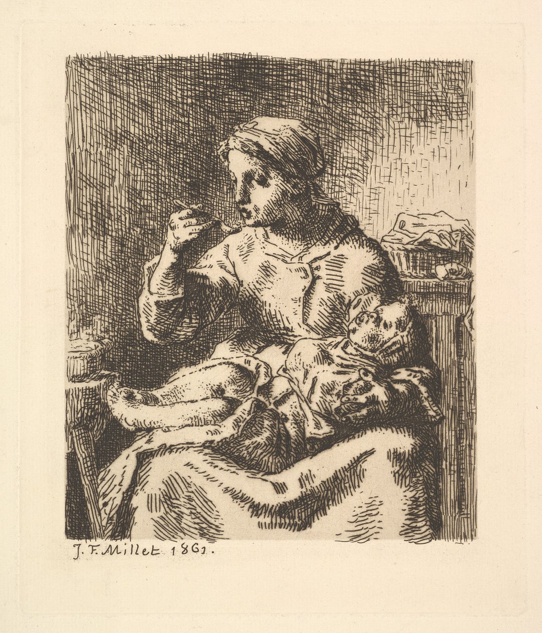Das Abkühlen des Breis, 1861 von Jean Francois Millet