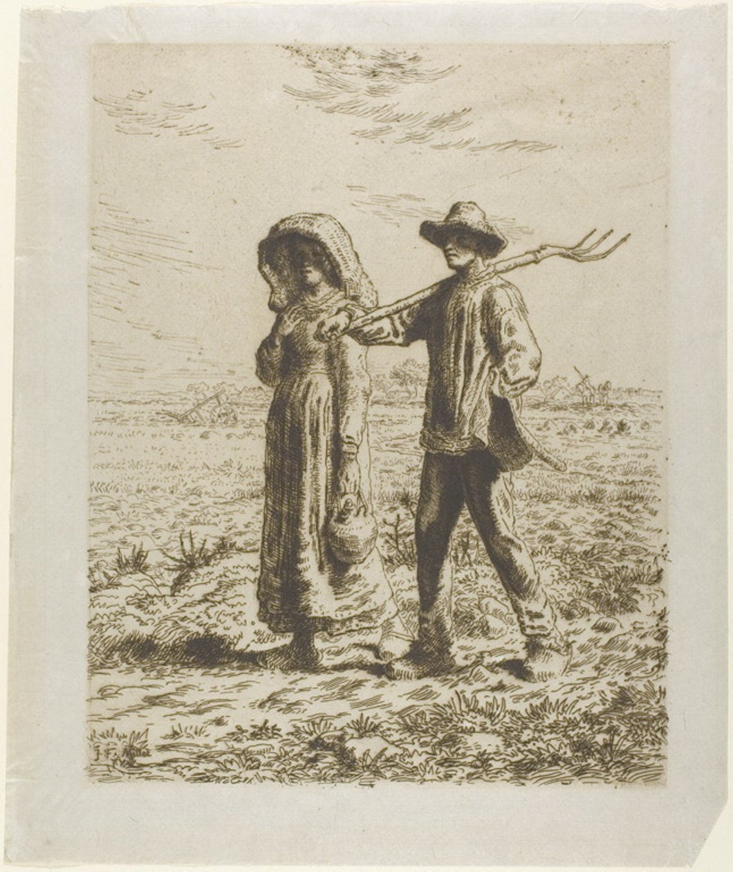 Bauern auf dem Weg zur Arbeit von Jean Francois Millet