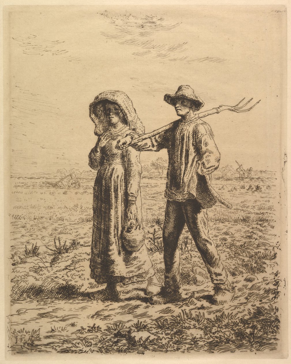 Bauern gehen zur Arbeit, 1863 von Jean Francois Millet