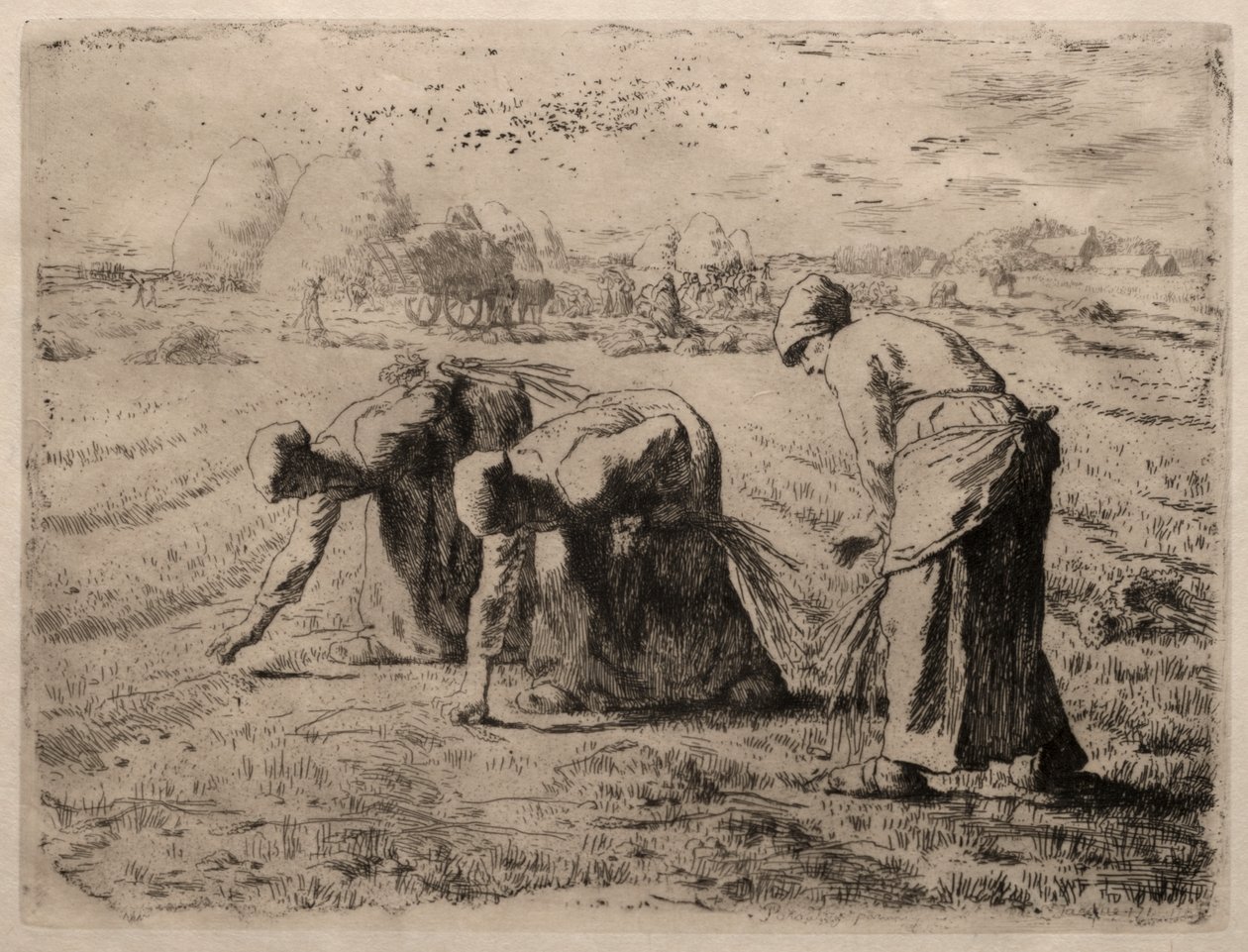 Die Ährenleserinnen (Radierung) von Jean Francois Millet