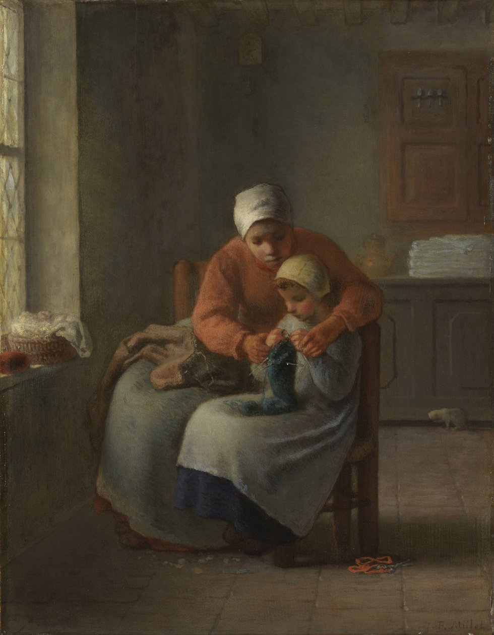 Die Strickstunde, ca. 1860 von Jean Francois Millet